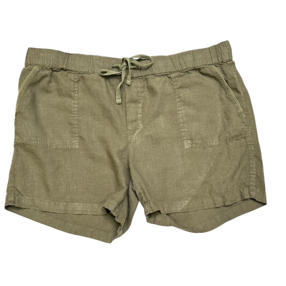Caslon Olive Green 100% Linen Pull On Shorts Size XL